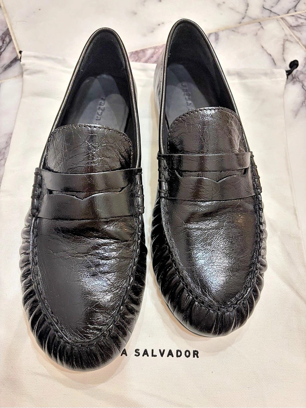 Frēda Salvador Sydney Ruched Penny Loafer Black